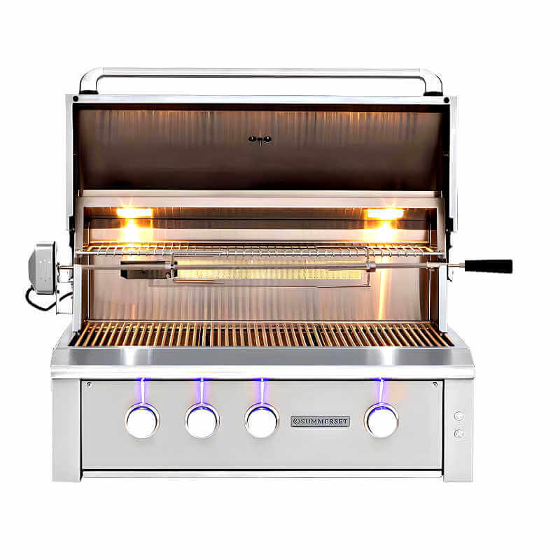 8 Foot EZ Finish Ready To Use Outdoor Grill Island | Summerset Alturi 36-Inch 3 Burner Gas Grill | Rotisserie Kit