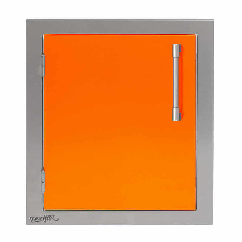 Alfresco 17-Inch Vertical Single Access Door With Marine Armour | Luminous Orange - Left Hinge