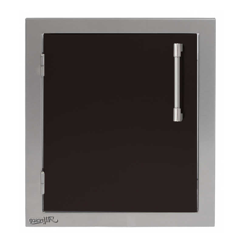 Alfresco 17-Inch Vertical Single Access Door With Marine Armour | Black Matte - Left Hinge