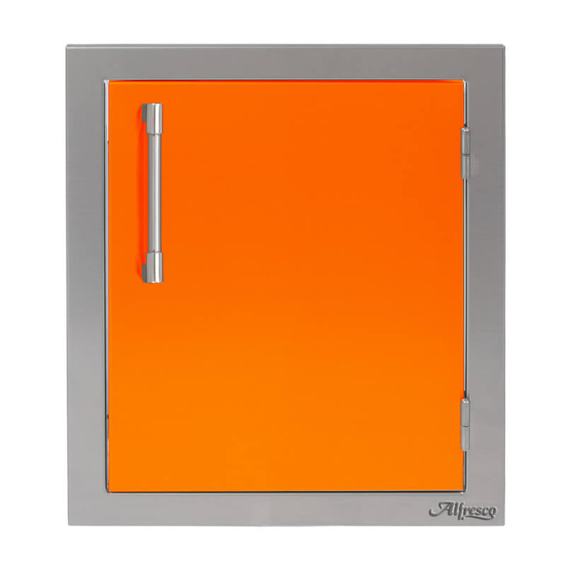 Alfresco 17-Inch Vertical Single Access Door With Marine Armour | Luminous Orange - Right Hinge
