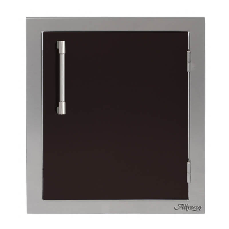 Alfresco 17-Inch Vertical Single Access Door With Marine Armour | Black Matte - Right Hinge