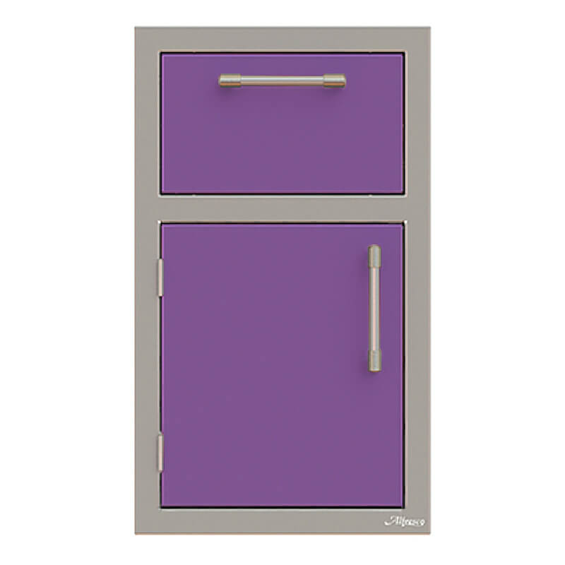 Alfresco 17-Inch Stainless Steel Soft-Close Door & Drawer Combo | Blue Lilac - Left Hinge