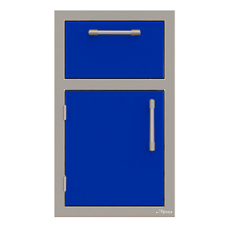 Alfresco 17-Inch Stainless Steel Soft-Close Door & Drawer Combo | Ultramarine Blue - Left Hinge