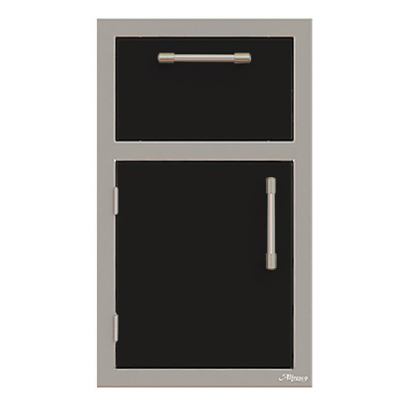 Alfresco 17-Inch Stainless Steel Soft-Close Door & Paper Towel Holder Combo | Jet Black Gloss - Left Hinge