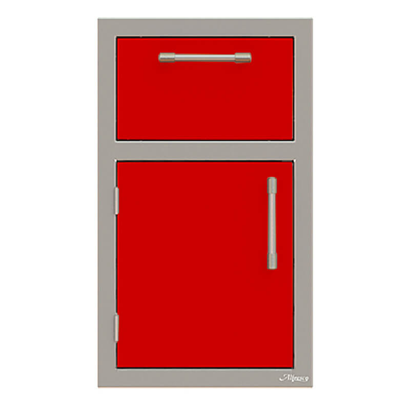 Alfresco 17-Inch Stainless Steel Soft-Close Door & Paper Towel Holder Combo | Raspberry Red -  Left Hinge