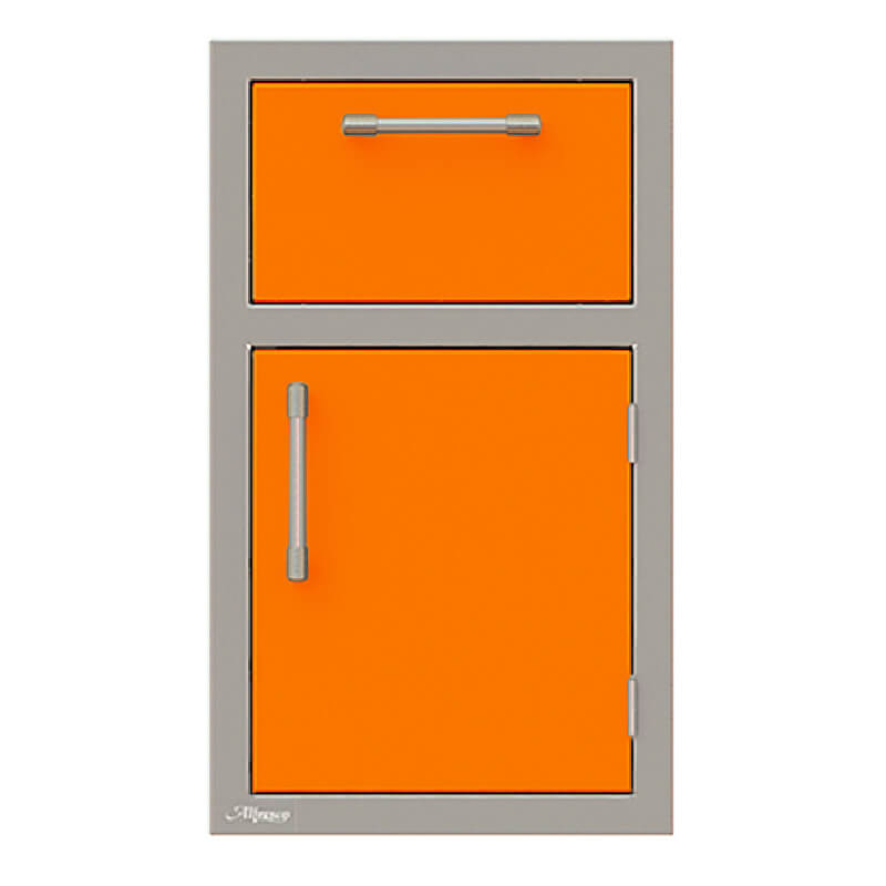 Alfresco 17-Inch Stainless Steel Soft-Close Door & Drawer Combo | Luminous Orange - Right Hinge