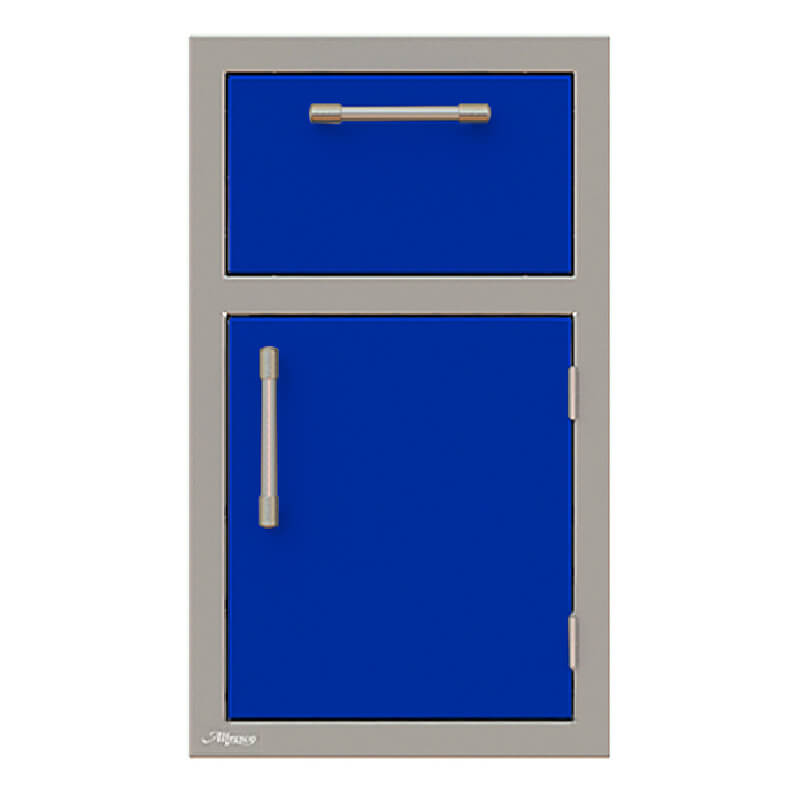Alfresco 17-Inch Stainless Steel Soft-Close Door & Drawer Combo | Ultramarine Blue - Right Hinge