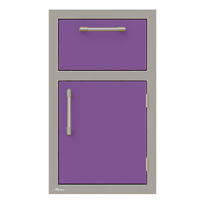 Alfresco 17-Inch Stainless Steel Soft-Close Door & Drawer Combo | Blue Lilac - Right Hinge