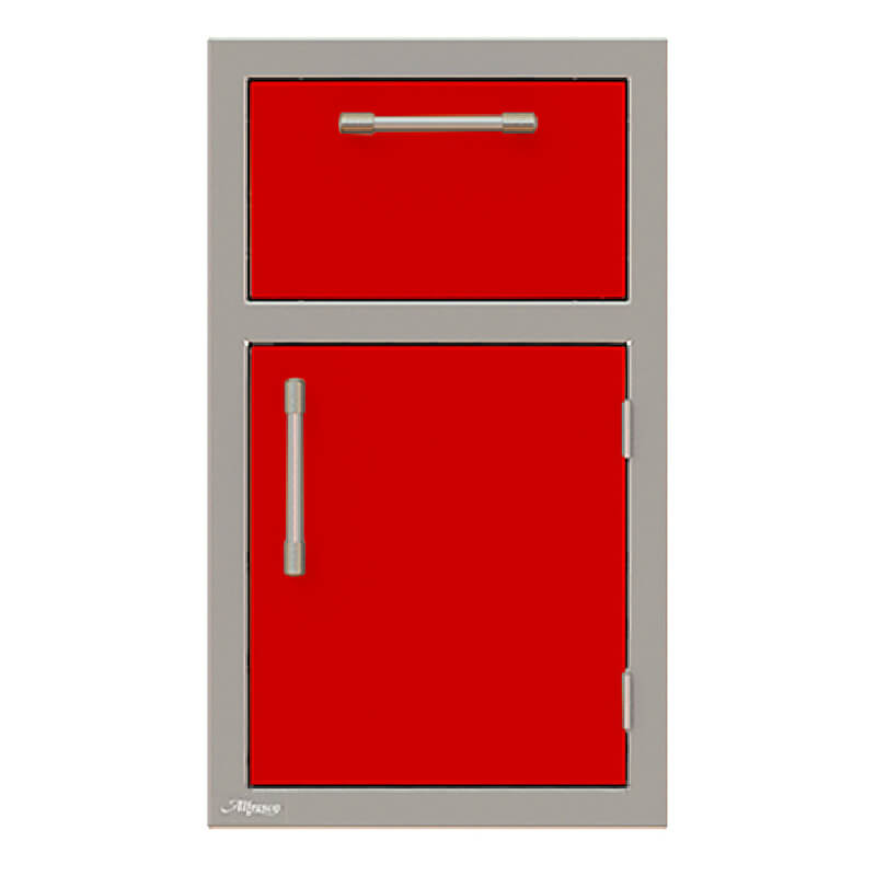 Alfresco 17-Inch Stainless Steel Soft-Close Door & Drawer Combo | Raspberry Red - Right Hinge