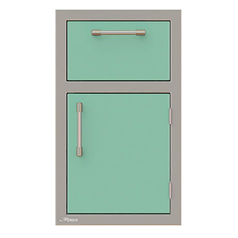 Alfresco 17-Inch Stainless Steel Soft-Close Door & Drawer Combo | Light Green - Right Hinge