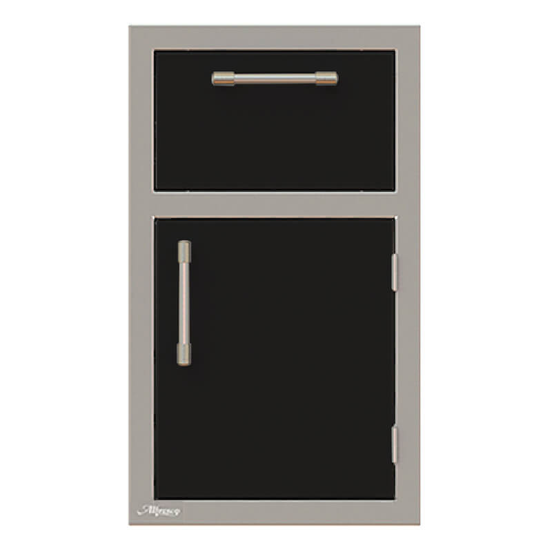 Alfresco 17-Inch Stainless Steel Soft-Close Door & Paper Towel Holder Combo | Jet Black Gloss - Right Hinge