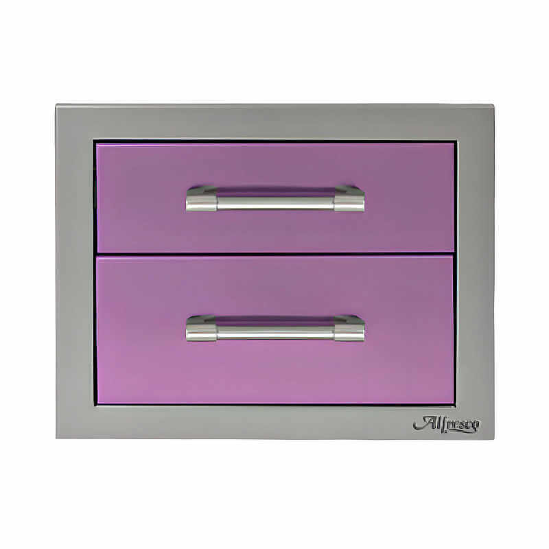 Alfresco 17-Inch Stainless Steel Soft-Close Double Drawer With Marine Armour | Blue Lilac