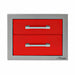 Alfresco 17-Inch Stainless Steel Soft-Close Double Drawer With Marine Armour | Carmine Red