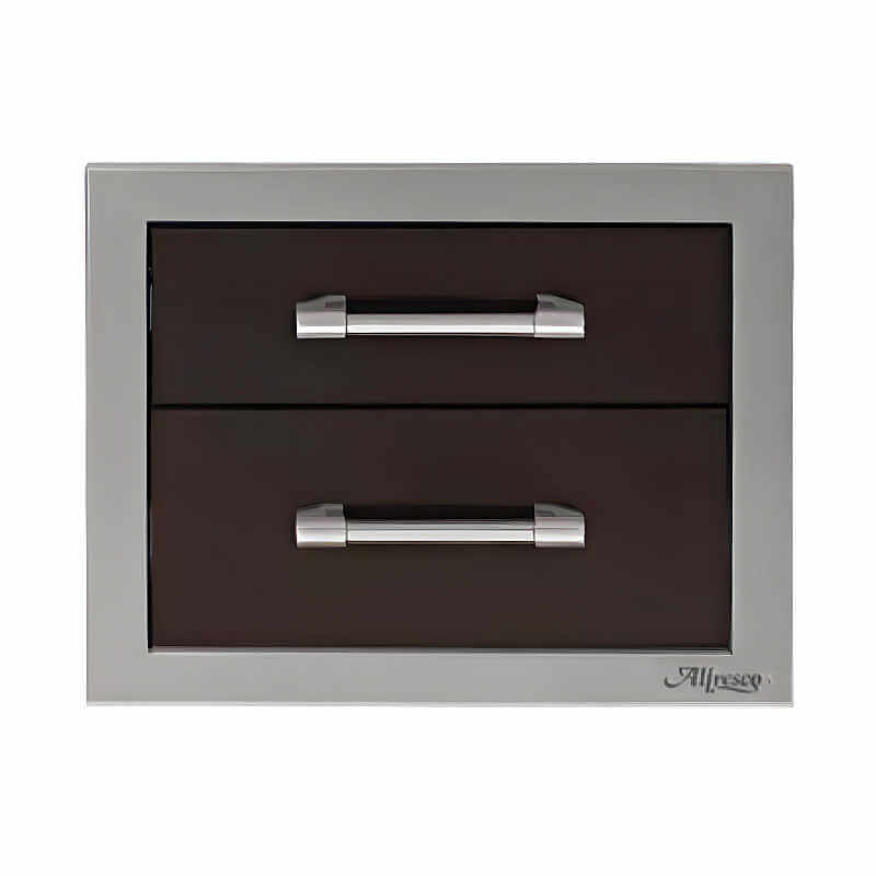 Alfresco 17-Inch Stainless Steel Soft-Close Double Drawer With Marine Armour | Black Matte