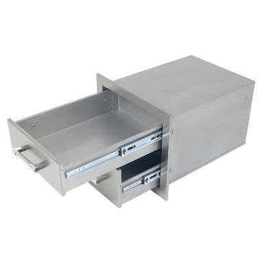 Alfresco 17-Inch Stainless Steel Soft-Close Double Drawer With Marine Armour | Full Extension Drawer Glides