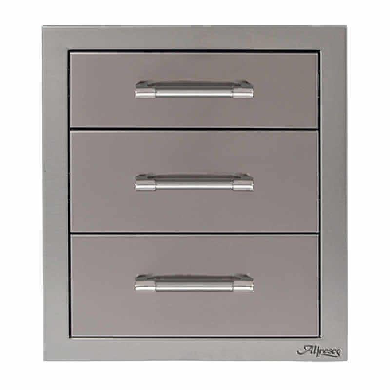 Alfresco 17-Inch Stainless Steel Triple Drawer | Signal Gray