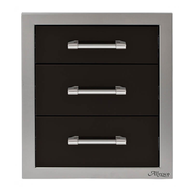Alfresco-17-Inch-Stainless-Steel-Soft-Close-Triple-Drawer-With-Marine-Armour-In-Jet-Black-Gloss