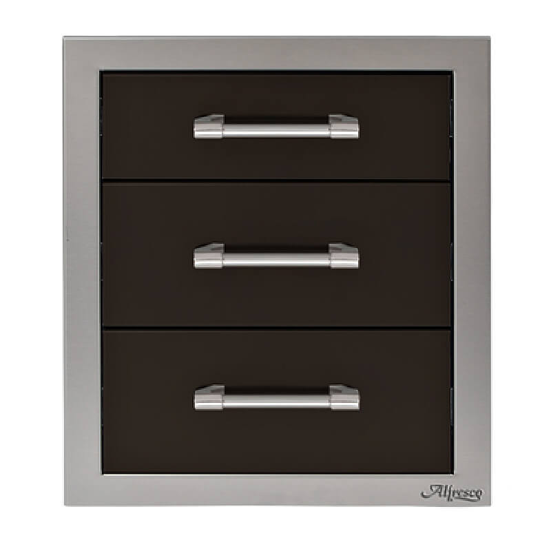 Alfresco-17-Inch-Stainless-Steel-Soft-Close-Triple-Drawer-With-Marine-Armour-In-Jet-Black-Matte