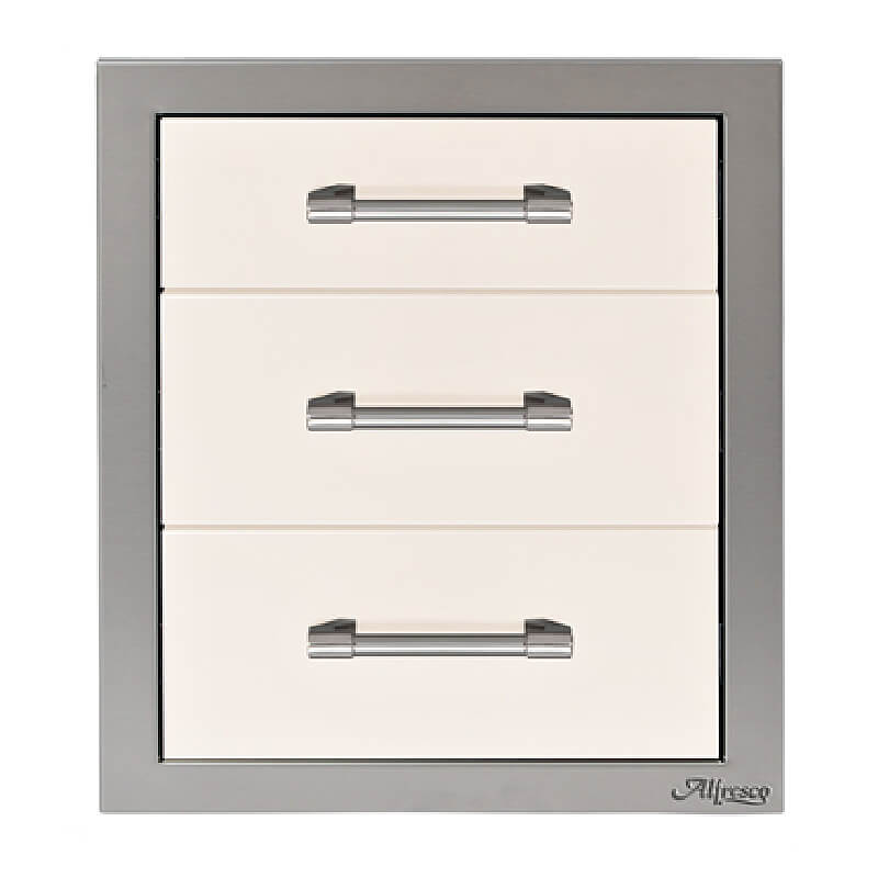 Alfresco-17-Inch-Stainless-Steel-Soft-Close-Triple-Drawer-With-Marine-Armour-In-Signal-Gloss-White