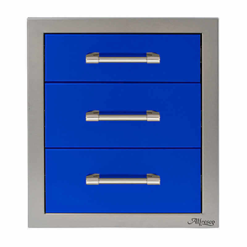 Alfresco-17-Inch-Stainless-Steel-Soft-Close-Triple-Drawer-With-Marine-Armour-In-Ultramarine-Blue