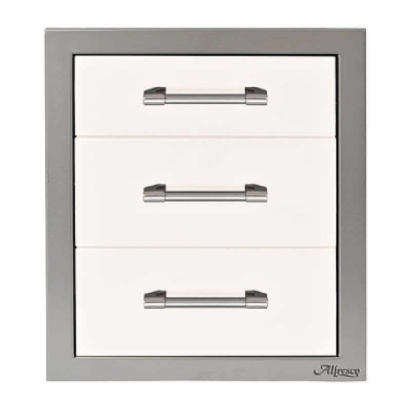 Alfresco-17-Inch-Stainless-Steel-Soft-Close-Triple-Drawer-With-Marine-Armour-In-White-Matte
