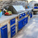 Alfresco 17-Inch Stainless Steel Soft-Close Triple Drawer | Installed in Outdoor Kitchen in Ultramarine Blue