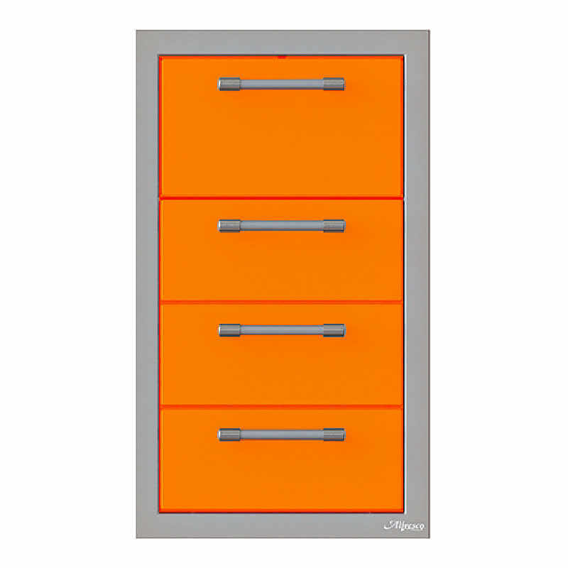 Alfresco 17 Inch Stainless Steel Triple Drawer & Paper Towel Holder Combo | Luminous Orange