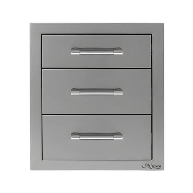 Alfresco 17-Inch Stainless Steel Soft-Close Triple Drawer With Marine Armour