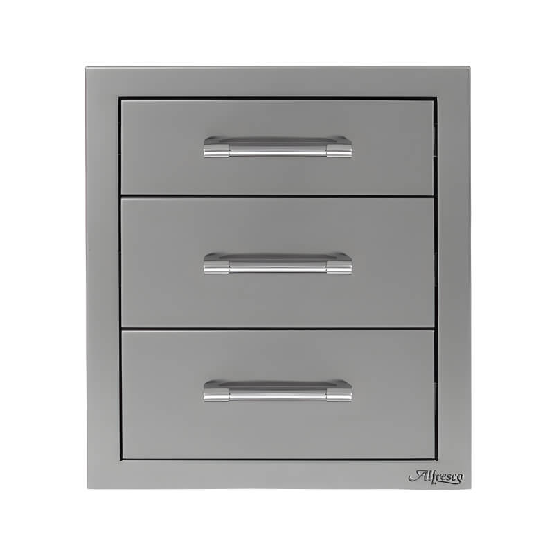 Alfresco 17-Inch Stainless Steel Soft-Close Triple Drawer With Marine Armour