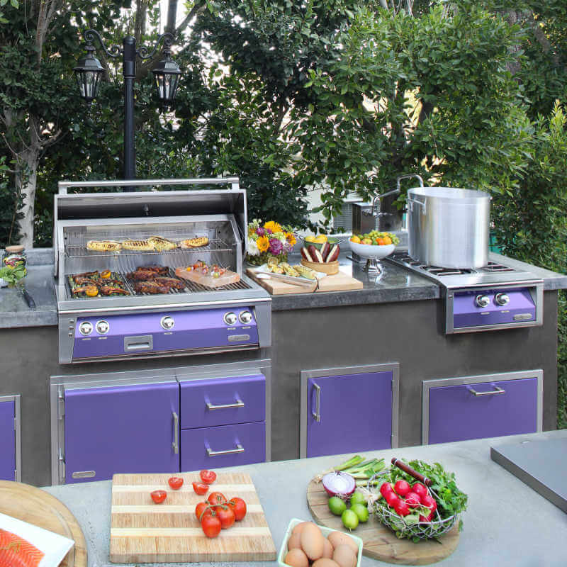 Alfresco 24 Inch Gas Versa Power Cooking System With Marine Armour | Blue Lilac in Outdoor Kitchen