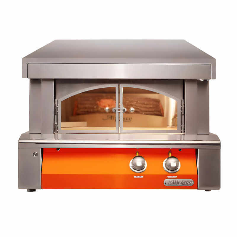 Alfresco 30-Inch Built-in Outdoor Pizza Oven Plus With Marine Armour | Luminous Orange