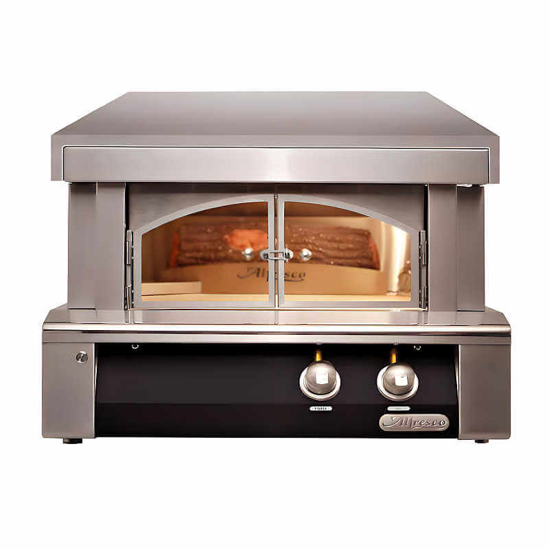 Alfresco 30-Inch Built-in Outdoor Pizza Oven Plus With Marine Armour | Jet Black
