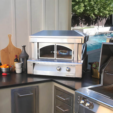 Alfresco 30-Inch Countertop Outdoor Pizza Oven With Marine Armour | Shown in Stainless Steel