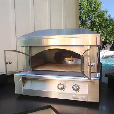 Alfresco 30-Inch Countertop Outdoor Pizza Oven With Marine Armour | Stainless Steel Frame Glass Doors