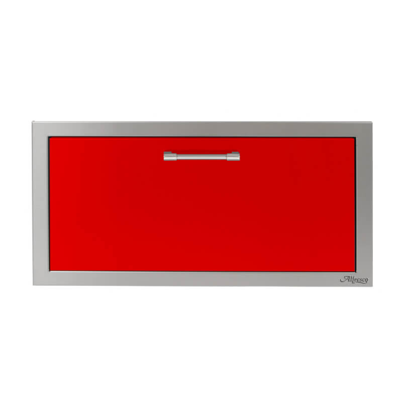 Alfresco 30-Inch VersaPower Stainless Steel Soft-Close Single Drawer | Carmine Red
