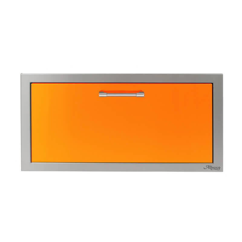 Alfresco 30-Inch VersaPower Stainless Steel Soft-Close Single Drawer | Luminous Orange