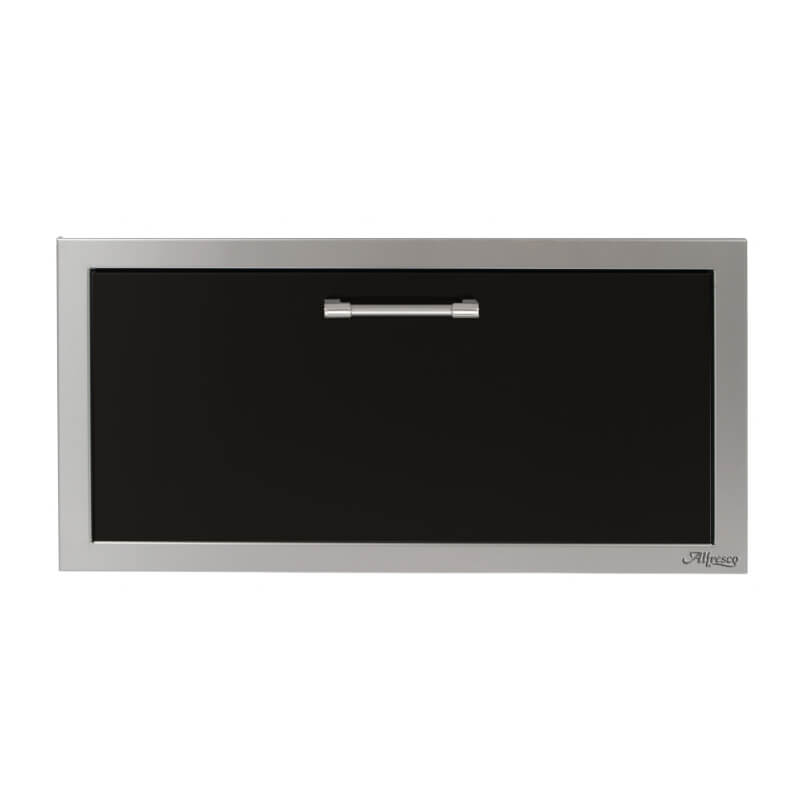 Alfresco 30-Inch VersaPower Stainless Steel Soft-Close Single Drawer With Marine Armour | Jet Black Gloss