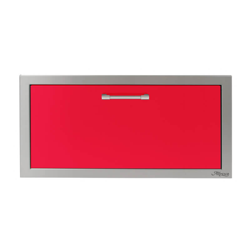 Alfresco 30-Inch VersaPower Stainless Steel Soft-Close Single Drawer With Marine Armour | Raspberry Red