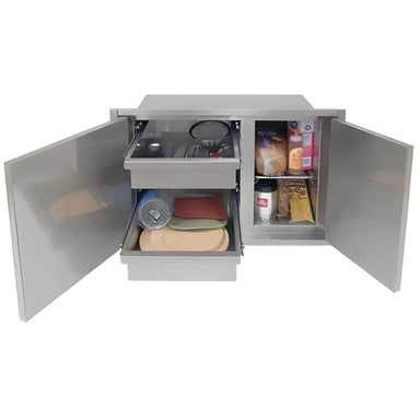 Alfresco 30 X 21-Inch Low Profile Sealed Dry Storage Pantry With Marine Armour | 2 Interior Pull-Out Drawers & Adjustable Wire Shelf