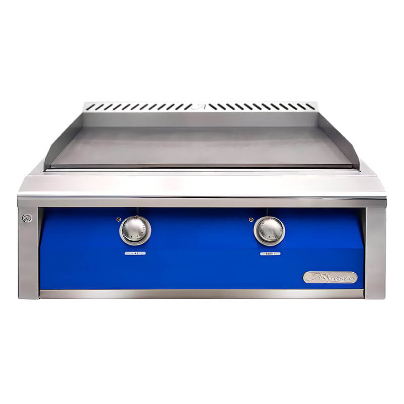 Alfresco 30 Inch Stainless Steel Built-In Gas Griddle With Marine Armour | Ultramarine Blue