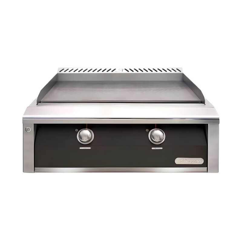 Alfresco 30 Inch Stainless Steel Built-In Gas Griddle With Marine Armour | Jet Black Matte