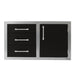 Alfresco 32-Inch Stainless Steel Soft-Close Door & Triple Drawer Combo | Jet Black Gloss - Right Door