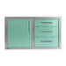 Alfresco 32-Inch Stainless Steel Soft-Close Door & Triple Drawer Combo | Green Light - Left Door