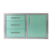 Alfresco 32-Inch Stainless Steel Soft-Close Door & Triple Drawer Combo | Green Light - Right Door