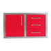 Alfresco 32-Inch Stainless Steel Soft-Close Door & Triple Drawer Combo | Raspberry Red  - Left Door