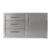 Alfresco 32-Inch Stainless Steel Soft-Close Door & Triple Drawer Combo | Signal Gray - Right Door