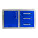 Alfresco 32-Inch Stainless Steel Soft-Close Door & Triple Drawer Combo | Ultramarine Blue - Left Door