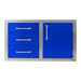Alfresco 32-Inch Stainless Steel Soft-Close Door & Triple Drawer Combo | Ultramarine Blue - Right Door