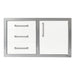 Alfresco 32-Inch Stainless Steel Soft-Close Door & Triple Drawer Combo | White Matte - Right Door