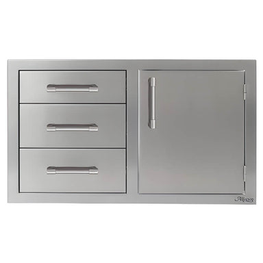 Alfresco 32-Inch Stainless Steel Soft-Close Door & Triple Drawer Combo With Marine Armour | Right Side Hinge